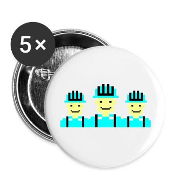 Construction Worker Pixel 02 - Buttons small 1''/25 mm (5-pack) - white - Front