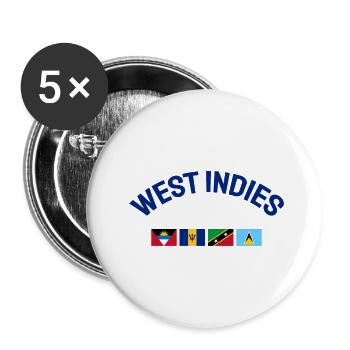 West Indies Flags - Karibik - Caribbean - Flaggen - Buttons small 1''/25 mm (5-pack) - white - Front