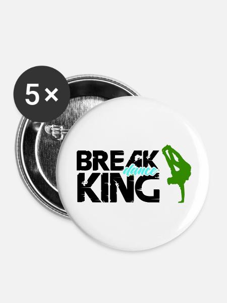 break dance king - Buttons klein 25 mm (5er Pack) - Weiß