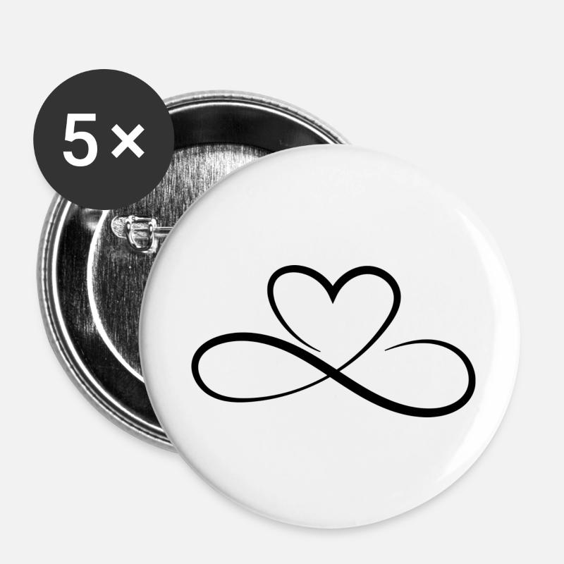 Conception de cœur - Lot de 5 petits badges (25 mm) - blanc