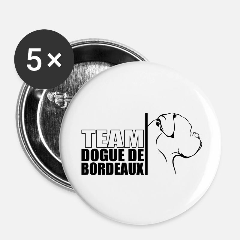 TEAM Dogue De Bordeaux Hunde Hund Wilsigns - Buttons klein 25 mm (5er Pack) - Weiß