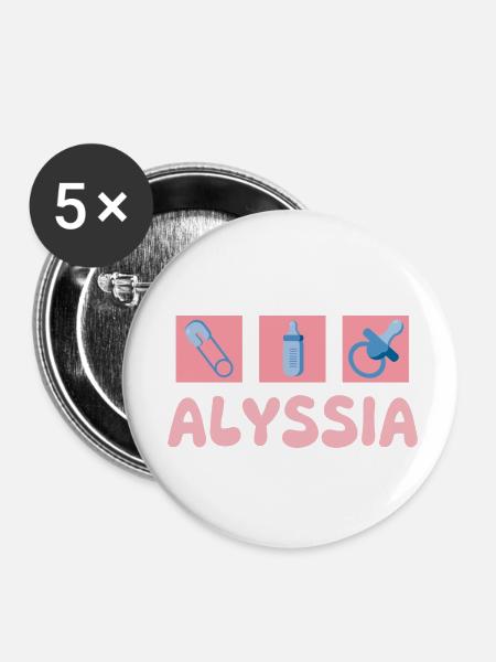 Geschenk für Alyssia - Buttons klein 25 mm (5er Pack) - Weiß