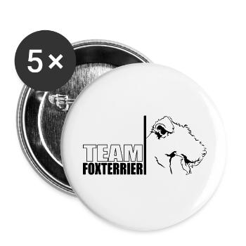 TEAM Foxterrier Hunde Hund Wilsigns - Buttons klein 25 mm (5er Pack) - Weiß - Vorne