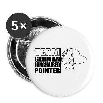 TEAM Braque allemand à poil long Chien Wilsigns - Lot de 5 petits badges (25 mm) - blanc - Devant