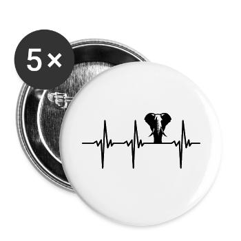 Herzschlag für große starke Elefanten - Buttons klein 25 mm (5er Pack) - Weiß - Vorne
