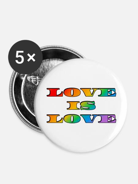 Regenbogen-Liebe ist Liebe - Buttons klein 25 mm (5er Pack) - Weiß