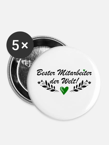 Bester Mitarbeiter der Welt - Buttons klein 25 mm (5er Pack) - Weiß