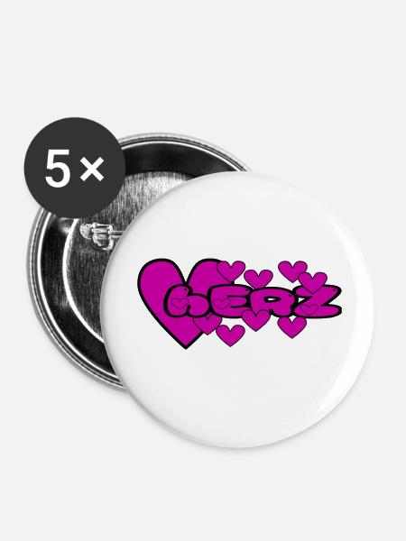 Herz - Buttons klein 25 mm (5er Pack) - Weiß