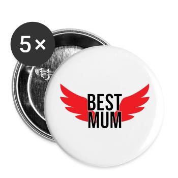 Meilleure Maman - Fête des Mères - Lot de 5 petits badges (25 mm) - blanc - Devant