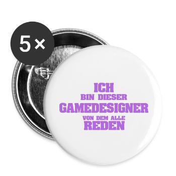 Profession Concepteur de jeux - Lot de 5 petits badges (25 mm) - blanc - Devant