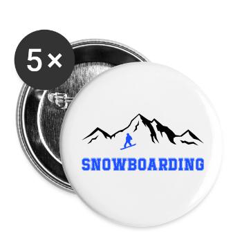 Planche à neige - Lot de 5 petits badges (25 mm) - blanc - Devant