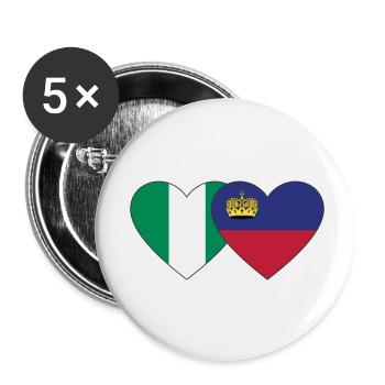 Nigeria Liechtenstein Flag Heart - Buttons small 1''/25 mm (5-pack) - white - Front