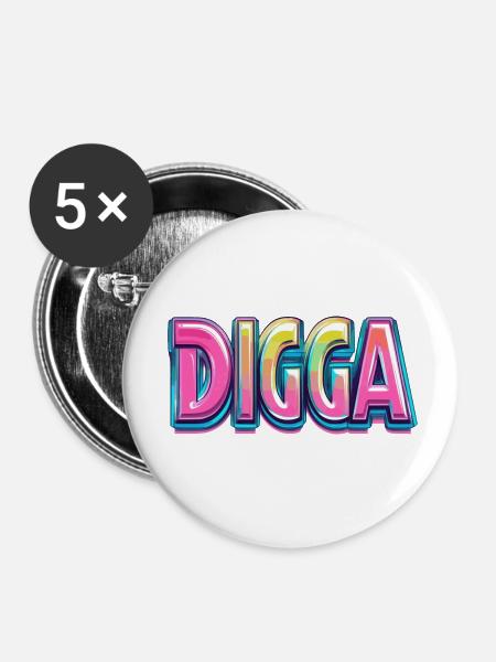 DIGGA - Buttons klein 25 mm (5er Pack) - Weiß