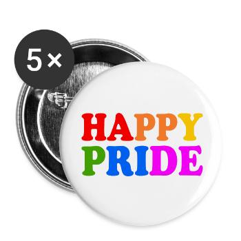 Happy pride - Lot de 5 petits badges (25 mm) - blanc - Devant