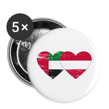 Vereinigte Arabische Emirate Österreich Herz - Buttons klein 25 mm (5er Pack) - Weiß - Vorne