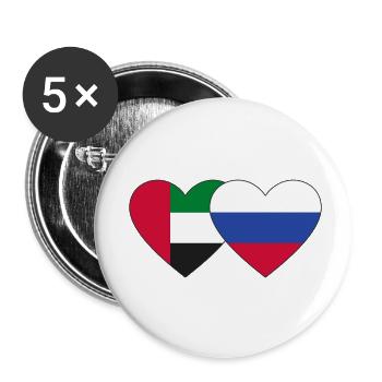 United Arab Emirates Russia Flag Heart - Buttons small 1''/25 mm (5-pack) - white - Front