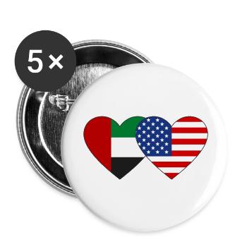 Vereinigte Arabische Emirate USA Flagge Herz - Buttons klein 25 mm (5er Pack) - Weiß - Vorne