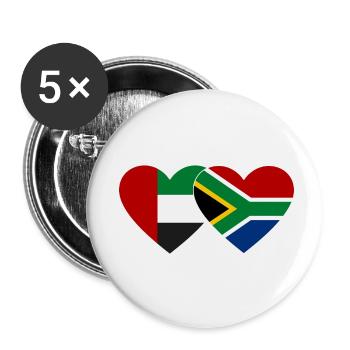 United Arab Emirates South Africa Flag Heart - Buttons small 1''/25 mm (5-pack) - white - Front