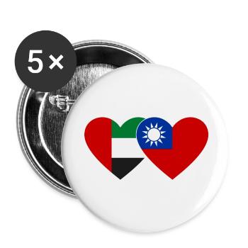 Vereinigte Arabische Emirate Taiwan Flagge Herz - Buttons klein 25 mm (5er Pack) - Weiß - Vorne