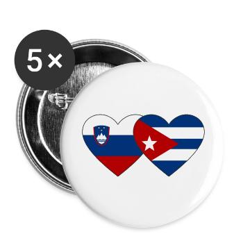 Slowenien Kuba Flagge Herz - Buttons klein 25 mm (5er Pack) - Weiß - Vorne