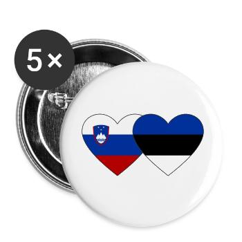 Slovenia Estonia Flag Heart - Buttons small 1''/25 mm (5-pack) - white - Front