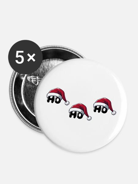 weihnachtsmann ho ho ho - Buttons klein 25 mm (5er Pack) - Weiß