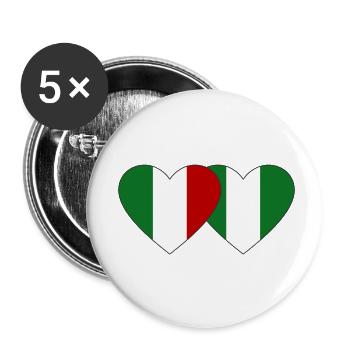 Italie Nigeria Drapeau Coeur - Lot de 5 petits badges (25 mm) - blanc - Devant