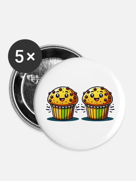Muffin Comic - Buttons klein 25 mm (5er Pack) - Weiß