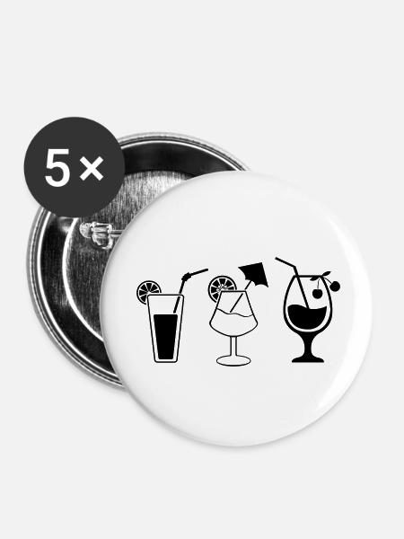 cocktails - Buttons klein 25 mm (5er Pack) - Weiß