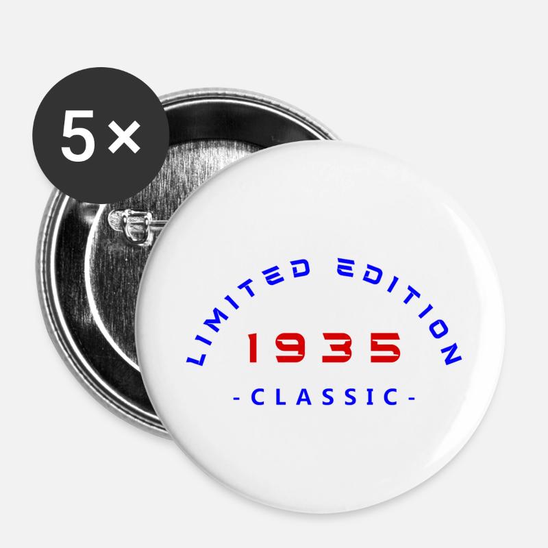 1935, édition limitée - Lot de 5 petits badges (25 mm) - blanc