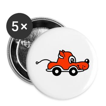 chien voiture jouet roues motrices télécommandées mignon - Lot de 5 petits badges (25 mm) - blanc - Devant