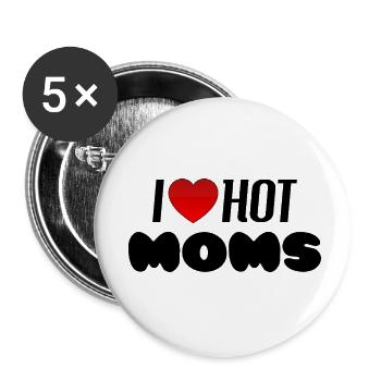 I love hot moms - Buttons klein 25 mm (5er Pack) - Weiß - Vorne