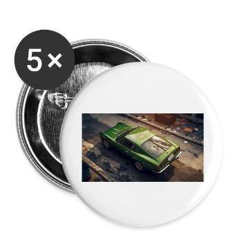 Voiture verte - Lot de 5 petits badges (25 mm) - blanc - Devant