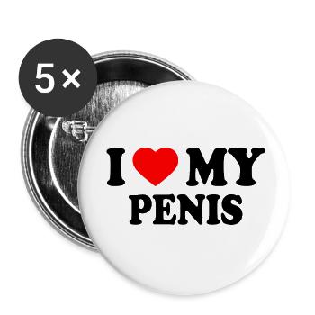 I love my penis - Buttons small 1''/25 mm (5-pack) - white - Front