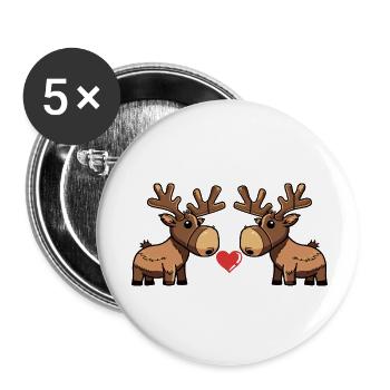 Moose Couple Heart - Buttons small 1''/25 mm (5-pack) - white - Front