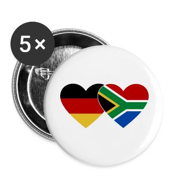 Germany South Africa Flag Hands Heart Shape - Buttons small 1''/25 mm (5-pack) - white - Front