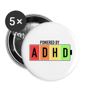 ADHD Awareness Neurodivergent - Buttons small 1''/25 mm (5-pack) - white - Front