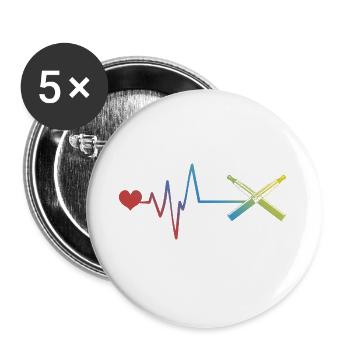 E-Zigarette Puls Herzschlag - Buttons klein 25 mm (5er Pack) - Weiß - Vorne