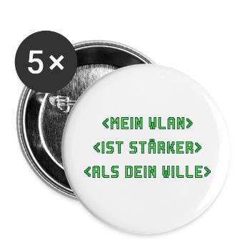 Mein WLAN ist stärker als dein Wille - Buttons klein 25 mm (5er Pack) - Weiß - Vorne