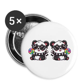 panda lolli 2 - Buttons klein 25 mm (5er Pack) - Weiß - Vorne