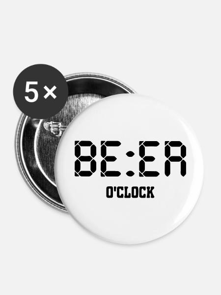 Bierzeit - Buttons klein 25 mm (5er Pack) - Weiß