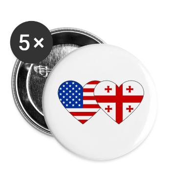 États-Unis Géorgie Drapeau Coeur Forme - Lot de 5 petits badges (25 mm) - blanc - Devant