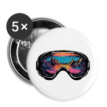 Ski Goggles Mountains Ski Colorful - Buttons small 1''/25 mm (5-pack) - white - Front
