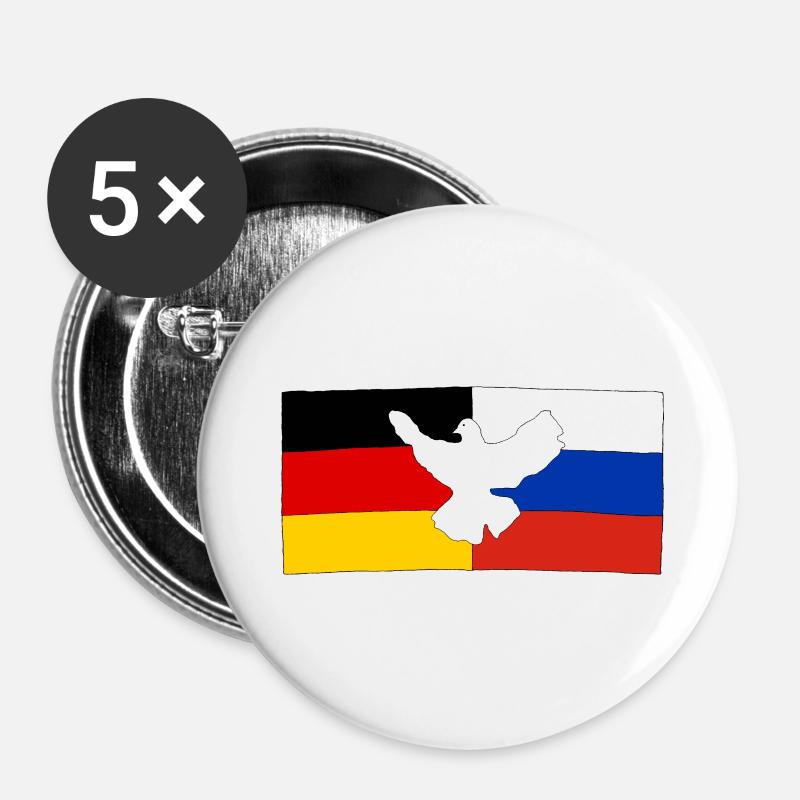 Deutsch-Russische Freundschaft - Buttons klein 25 mm (5er Pack) - Weiß