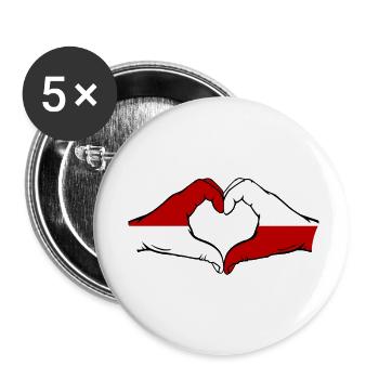Drapeau de Monaco Pologne main coeur - Lot de 5 petits badges (25 mm) - blanc - Devant