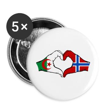 Algeria Norway Flag Hands Heart Shape - Buttons small 1''/25 mm (5-pack) - white - Front