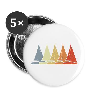 Segelboot Skizze - Buttons klein 25 mm (5er Pack) - Weiß - Vorne