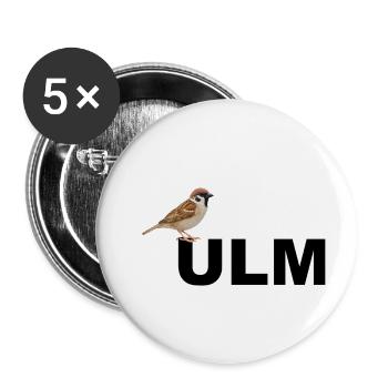 Ulmer Spatz Linsen mit Spätzla Schwäbisch - Buttons klein 25 mm (5er Pack) - Weiß - Vorne