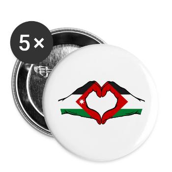 Jordan Palestine Flag Hands Heart Shape - Buttons small 1''/25 mm (5-pack) - white - Front