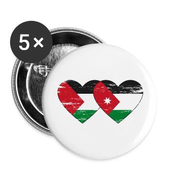 Palestine Jordanie drapeau coeur utilisé - Lot de 5 petits badges (25 mm) - blanc - Devant